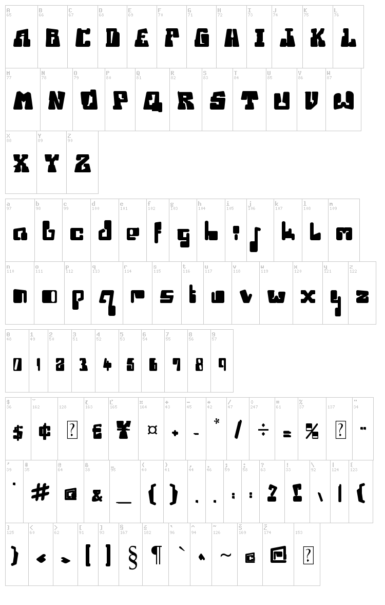 Ice Station Awesome font map